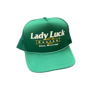 Lady Luck Casino Emerald Green Trucker Hat Biloxi Mississippi
